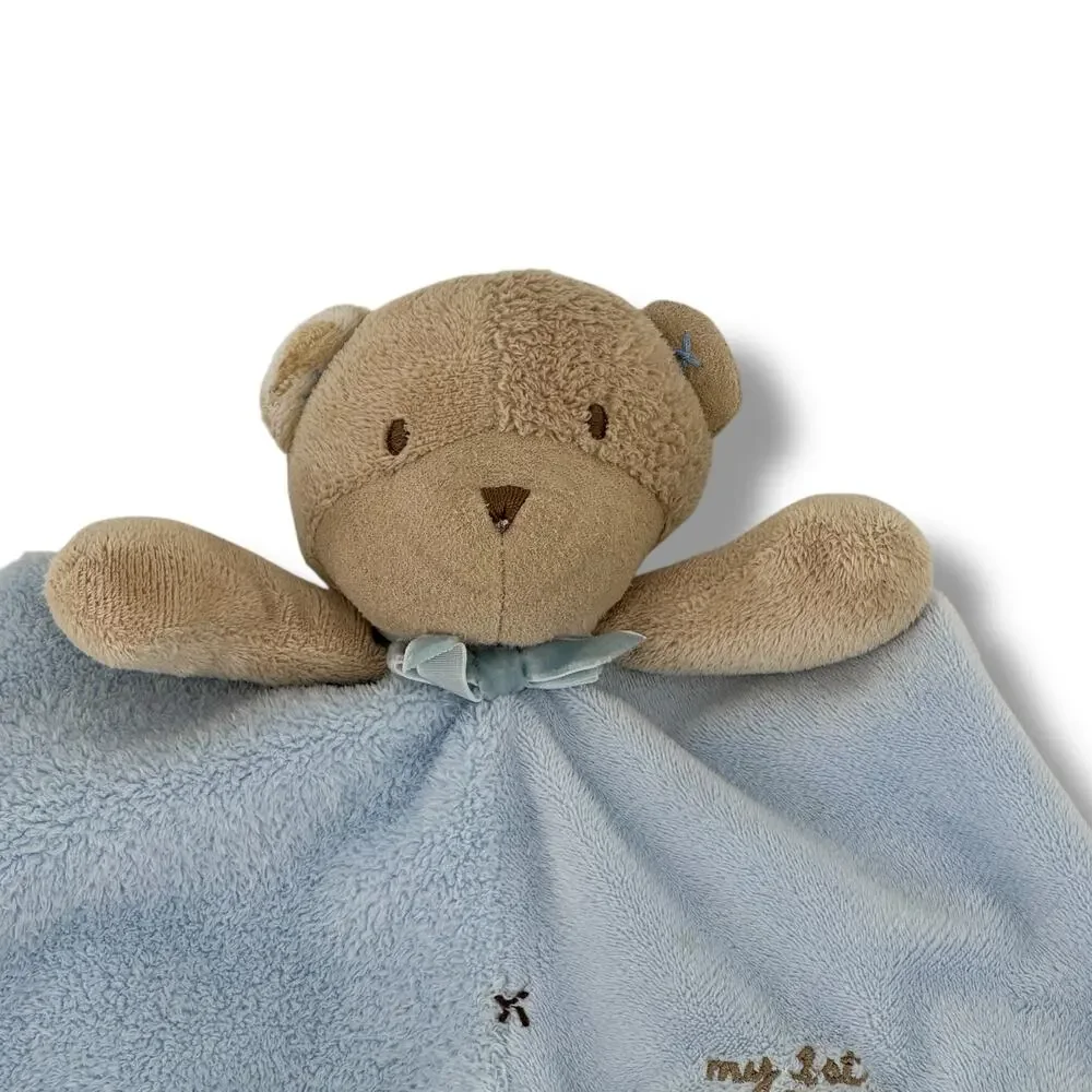 Carters Rattle Bear Lovey Security Blanket My First Teddy Satin Back